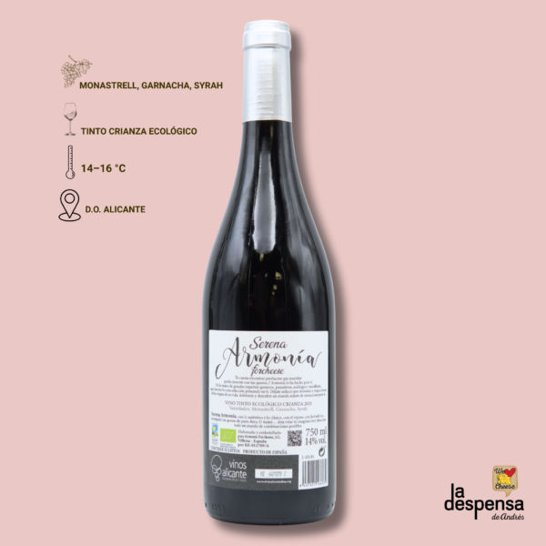 Serena Armonía – Tinto Crianza Ecológico – D.O. Alicante - Imagen 2